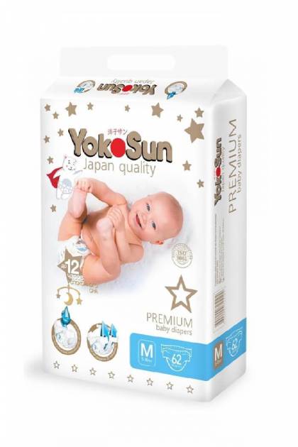 Подгузники Yocosun Premium M-62 шт