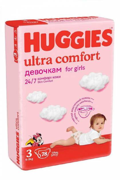 Подгузники Huggies Ultra comfort девочка 3 78 шт