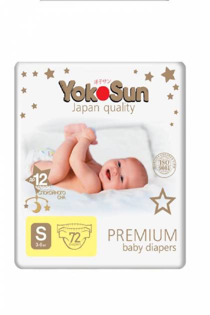Подгузники Yocosun Premium S-72 шт