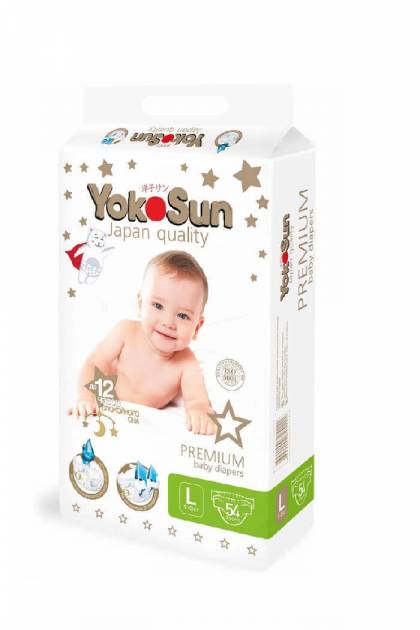 Подгузники Yocosun Premium L-54 шт