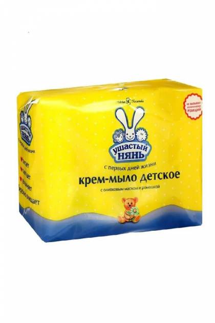 Крем-мыло детское с оливковым маслом и ромашкой Ушастый нянь 4*100