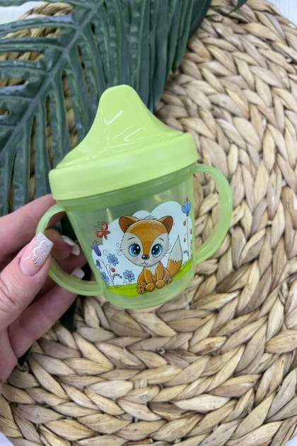 Поильник пластик с ручками Бусинка 6мес+ 200мл (Цвет: Зеленый)