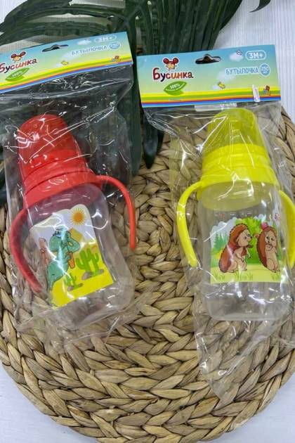 Бутылочка для кормления с ручками Бусинка 3мес+ 250мл (Цвет: Красный)