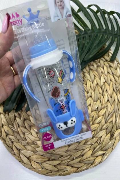 Бутылочка стекло Petty baby 0+ 240мл (Цвет: Голубой)